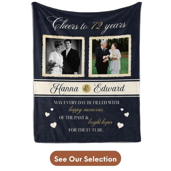 Personalized 72nd Anniversary Gift For Wife - Custom Blanket From MyMindfulGifts