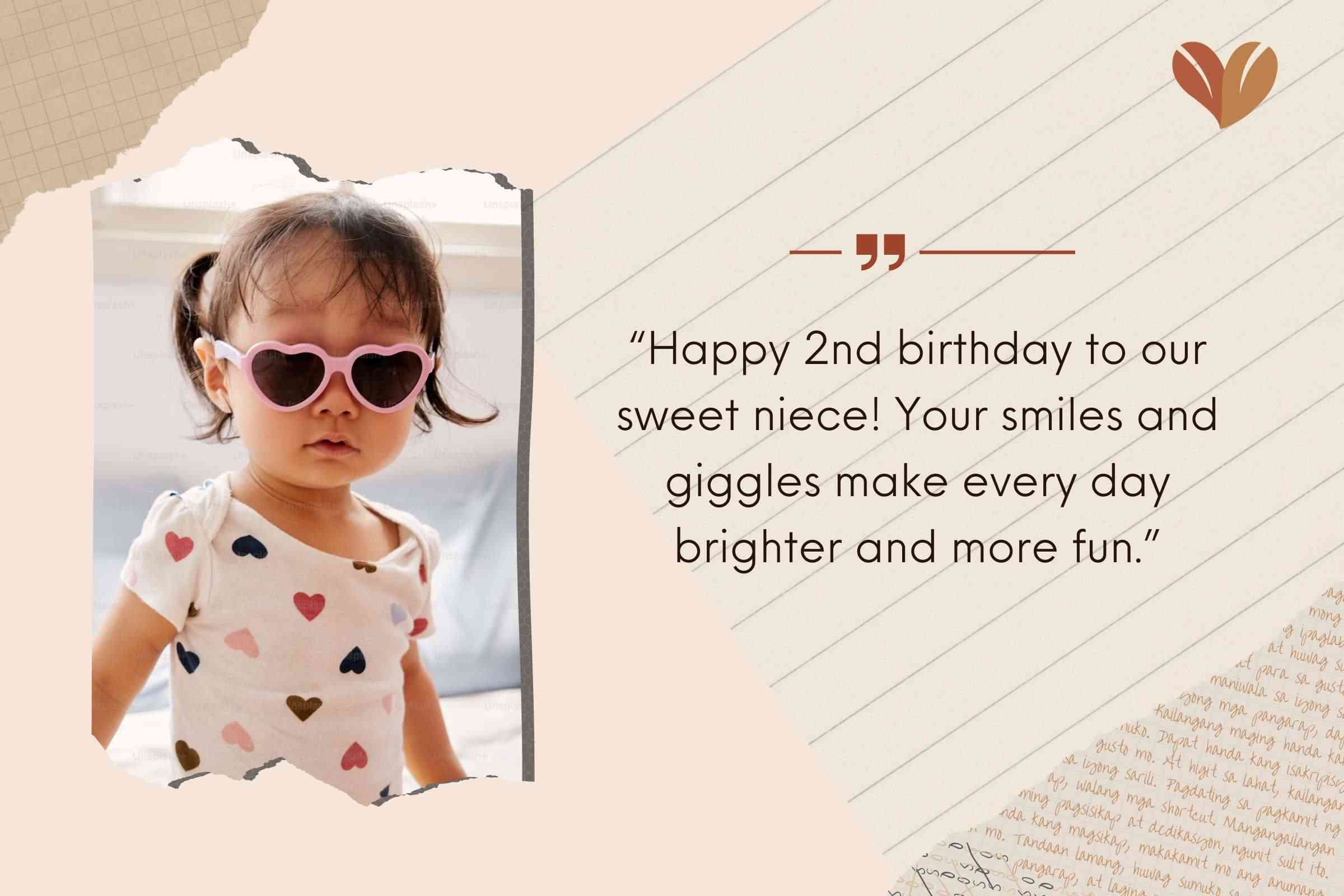 Happy Second Birthday Sayings For Niece