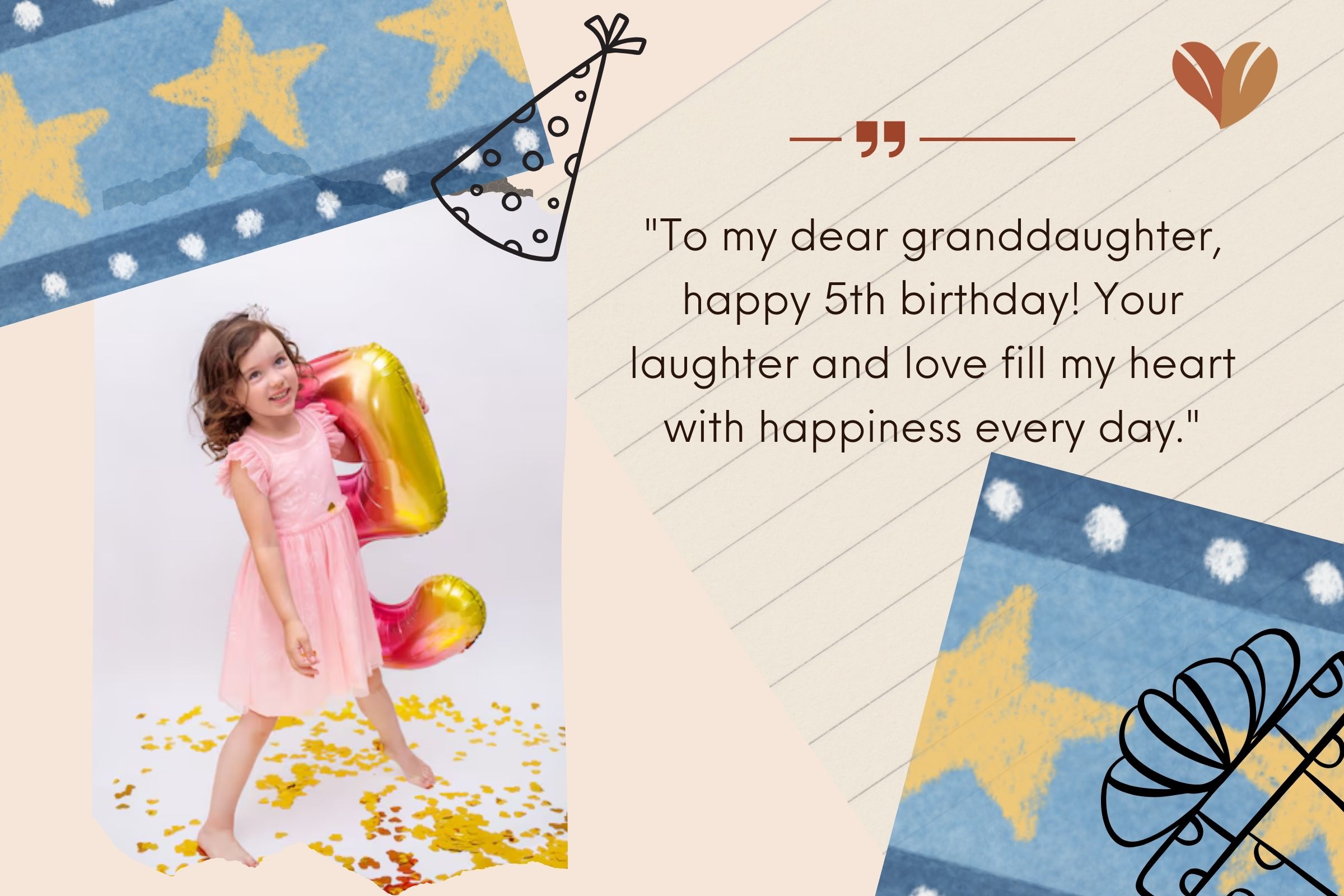 Sweet 5th Birthday Wishes For Granddaughter From Grandmother