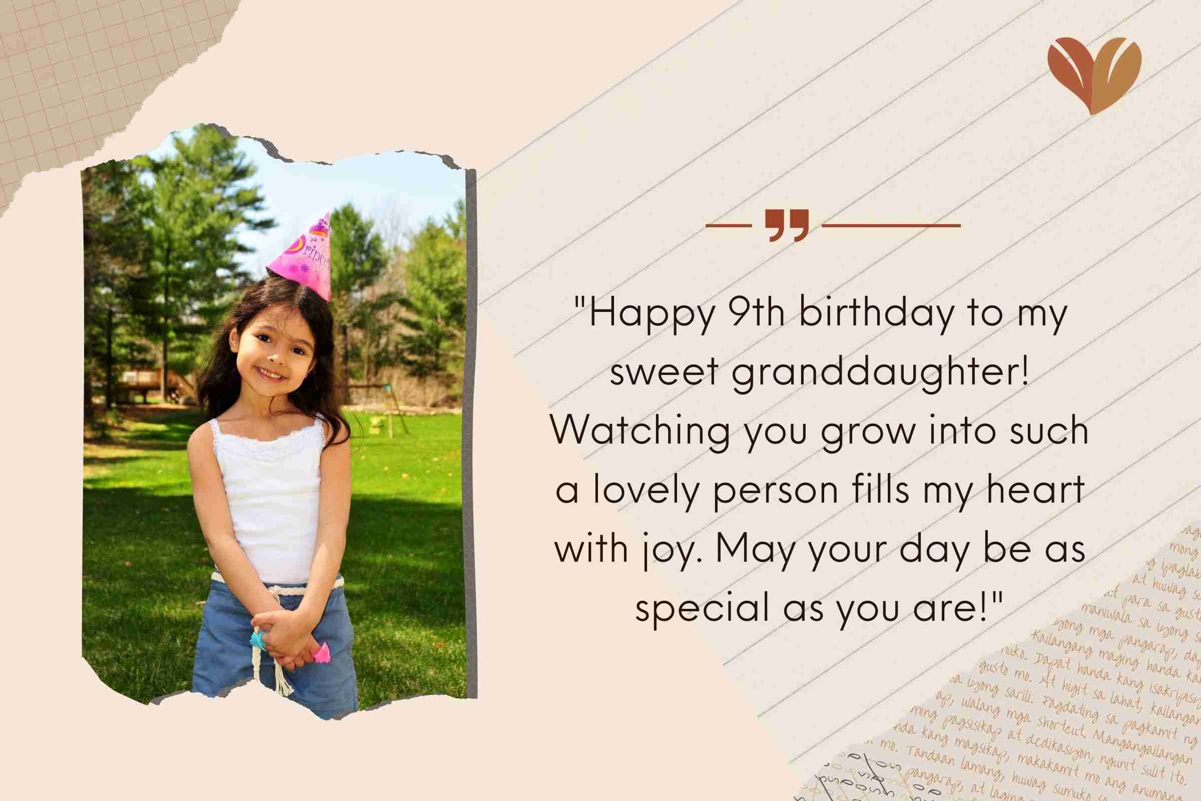 Best Happy 9th Birthday Granddaughter Wishes