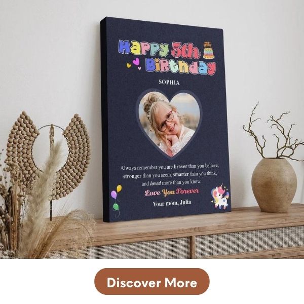 Customizable 5th Birthday Gift For Granddaughter - Custom Canvas From MyMindfulGifts