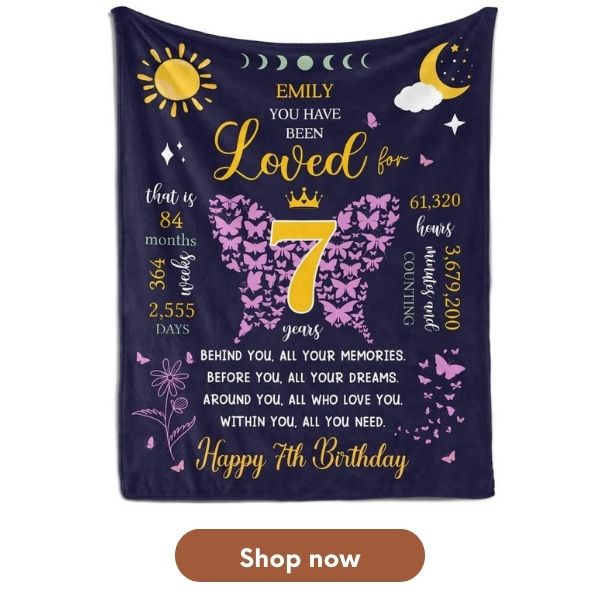 Unique 7th Birthday Gift For Your Niece - Custom Blanket From MyMindfulGifts