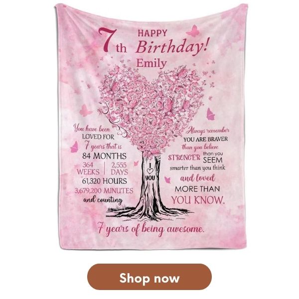 Customizable 7th Birthday Gifts For Niece - Custom Blanket From MyMindfulGifts