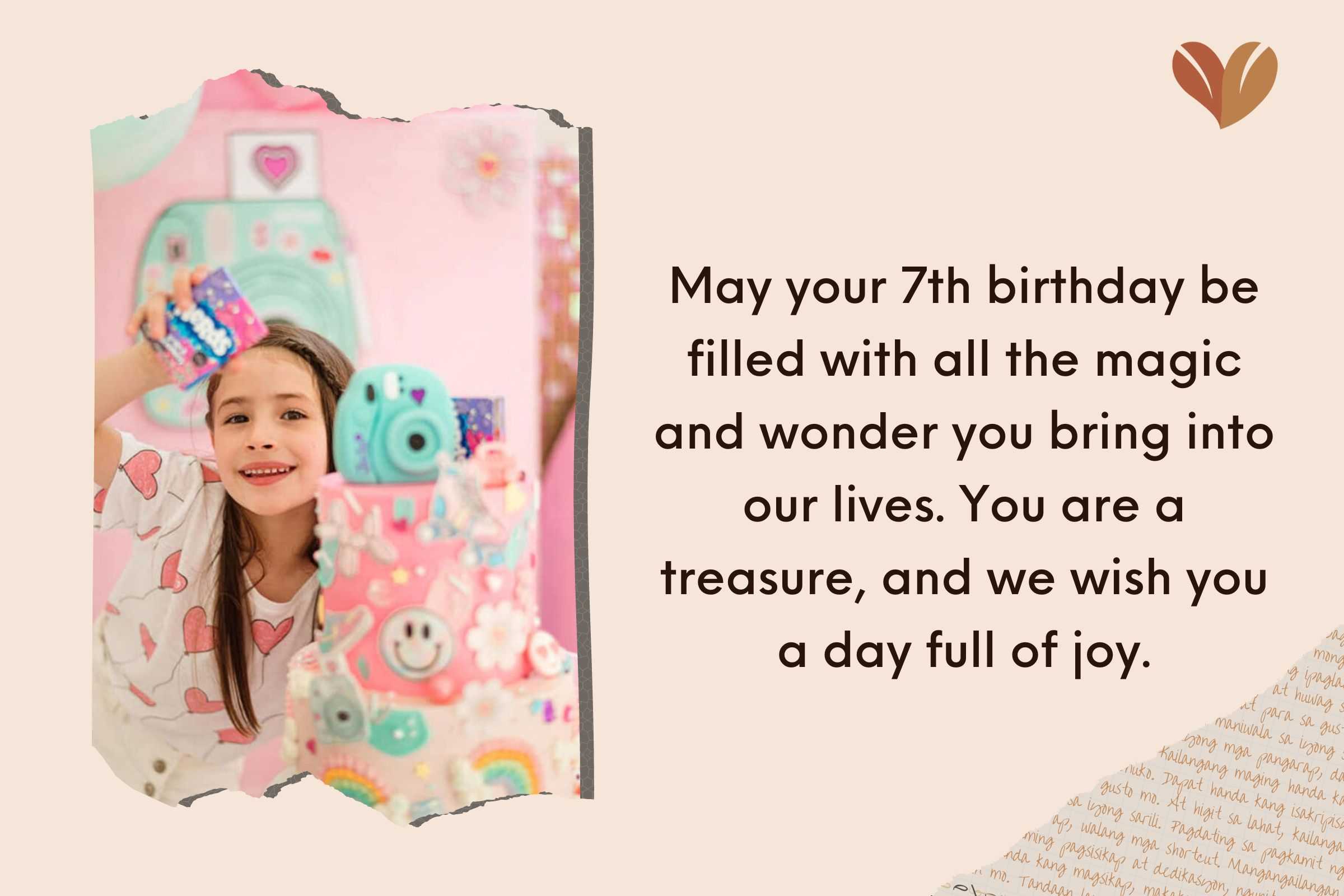 Best Happy 7th Birthday Granddaughter Wishes