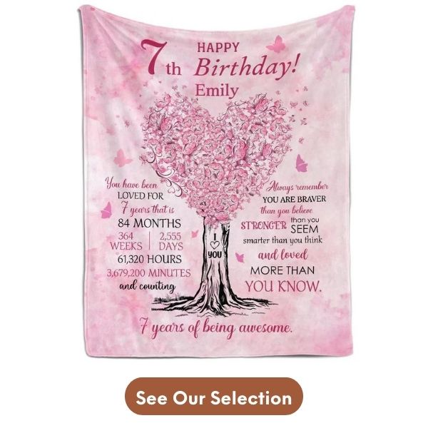 Customizable 7th Birthday Gift From Grandparents - Custom Blanket