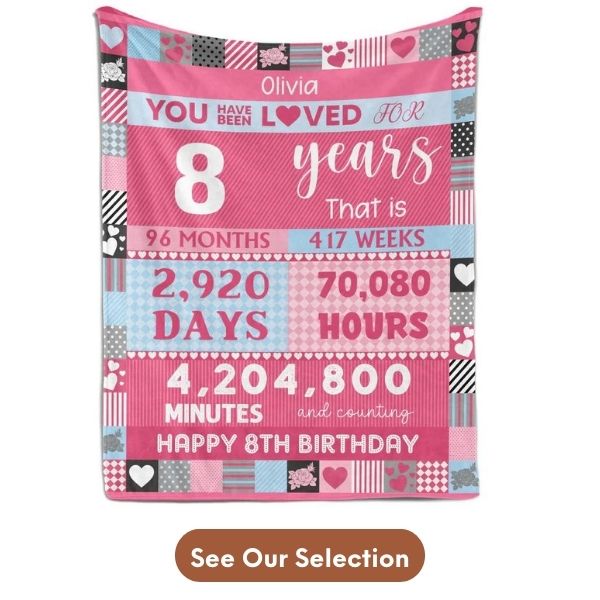 Customizable 8th Birthday Gift For Granddaughter - Custom Blanket