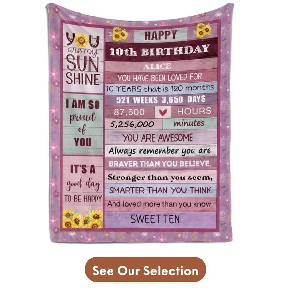 Customized 10th Birthday Gift For Niece - Custom Blanket From MyMindfulGifts